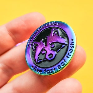 Emaille pins Trash Troupe: wasbeer en opossum - regenboogplating afbeelding 9