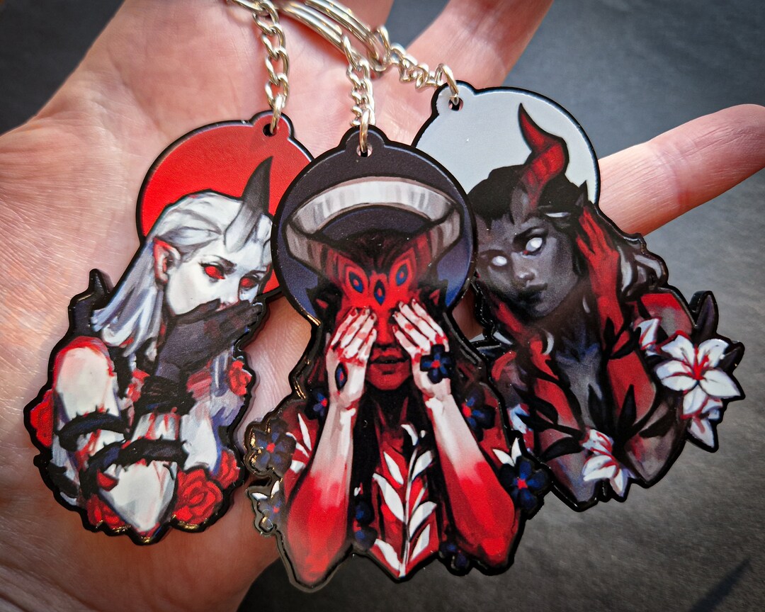 Demonc Key Chain Demon Girl Keychains - 2.5 Inch - See No Evil, Hear No Evil, Speak No ...