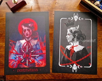 Fantasy Tiefling Art Prints - A4 (letter) or A6 (postcard) size