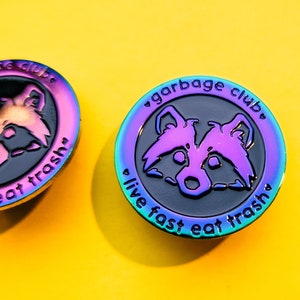 Emaille pins Trash Troupe: wasbeer en opossum - regenboogplating afbeelding 6