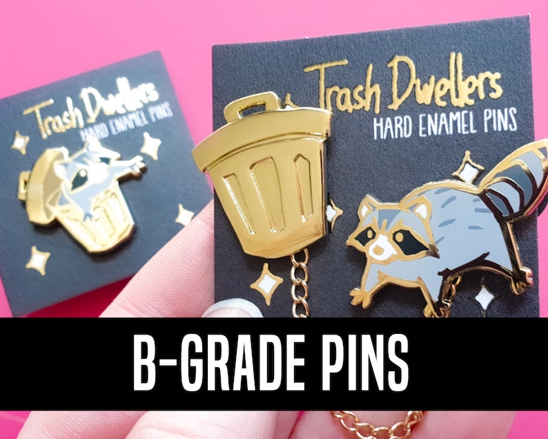 Trash Dwellers B-grades/Seconds Sales - Raccoon Hard Enamel Pins -  Gold plating 