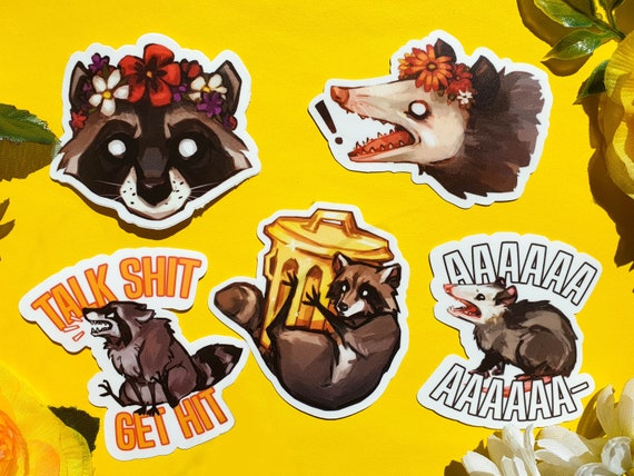 Possum and Raccoon Stickers Trashy Creatures Matte Weatherproof