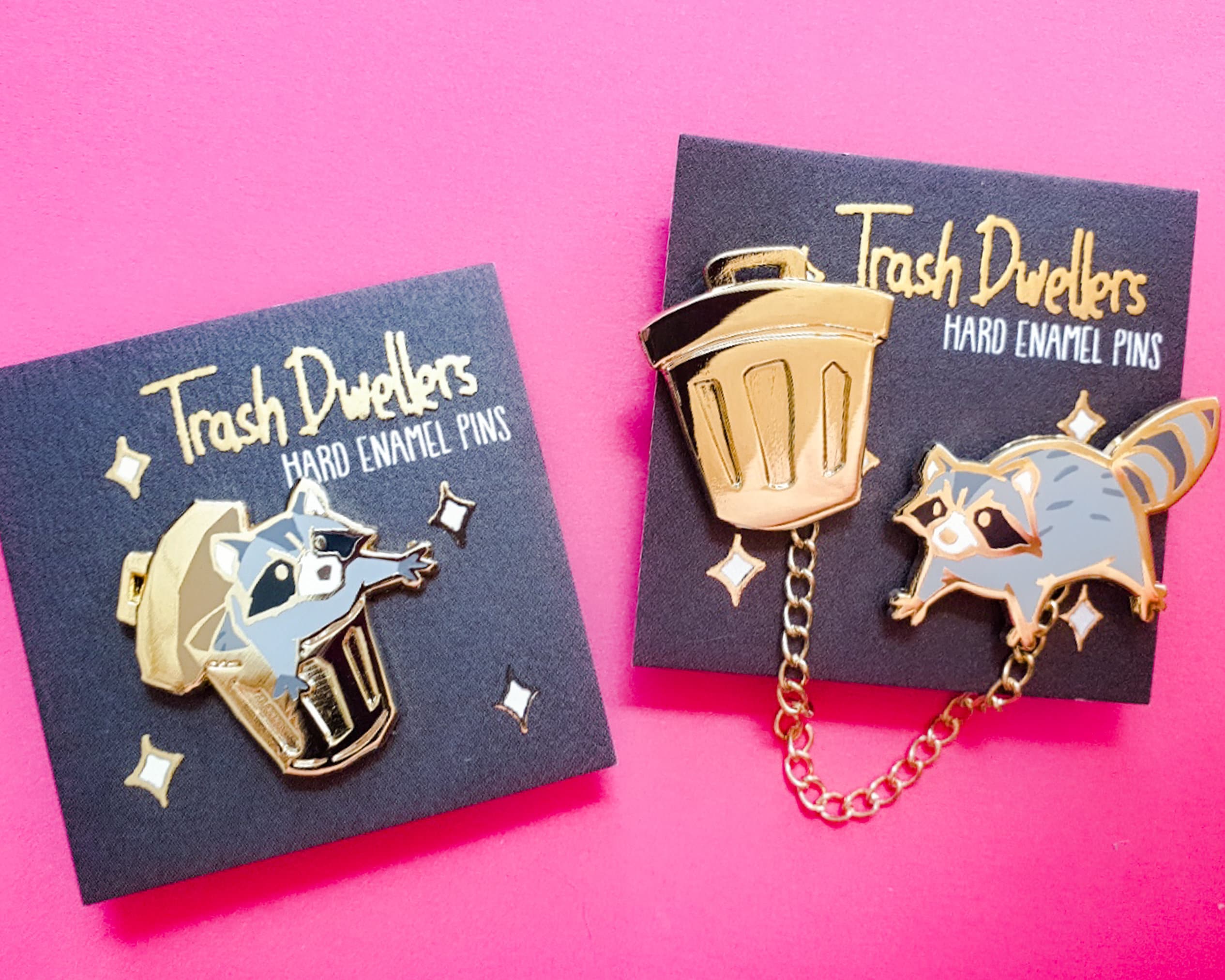 Raccoon Hard Enamel Pin Set Trash Dwellers Gold Plating | Etsy UK