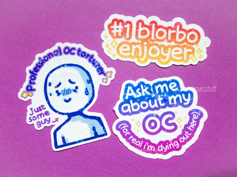 Sticker Drawing Oc Funny OC Stickers - 3 Inch Holographic Vinyl Stickers - Etsy