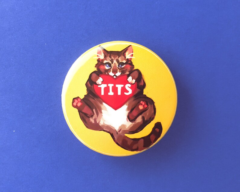 Frisky Animal Buttons: Raccoon, Dog, Cat - Rude Humor (38mm/1.5 inch) image 2