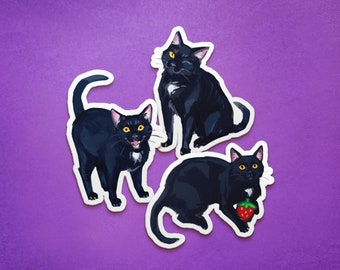 Schwarze Katzen-Aufkleber - Wasserdichte Matt-Vinyl-Aufkleber