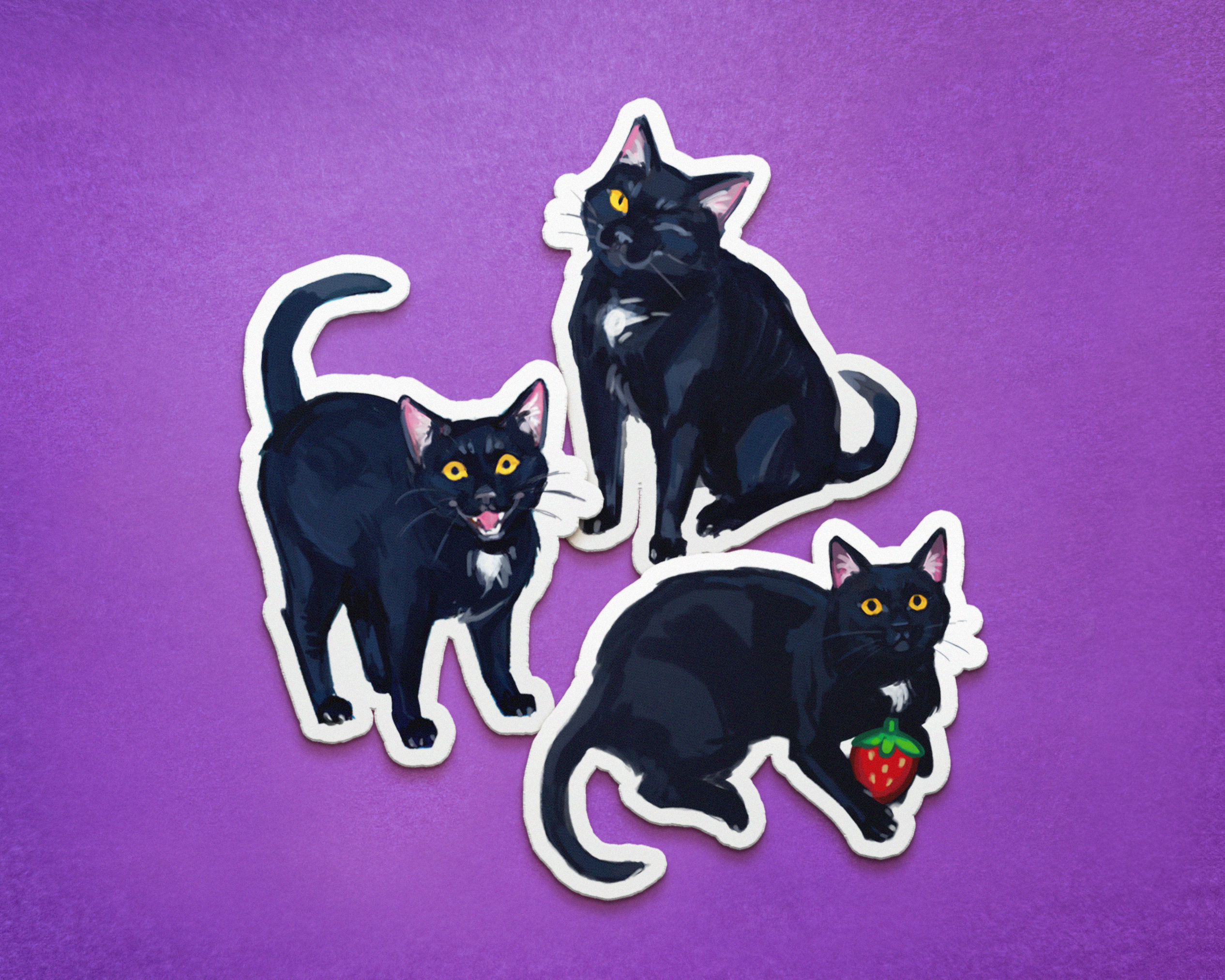 Black Cat Sticker Pack - 6 Matte Vinyl Stickers, Waterproof - Etsy