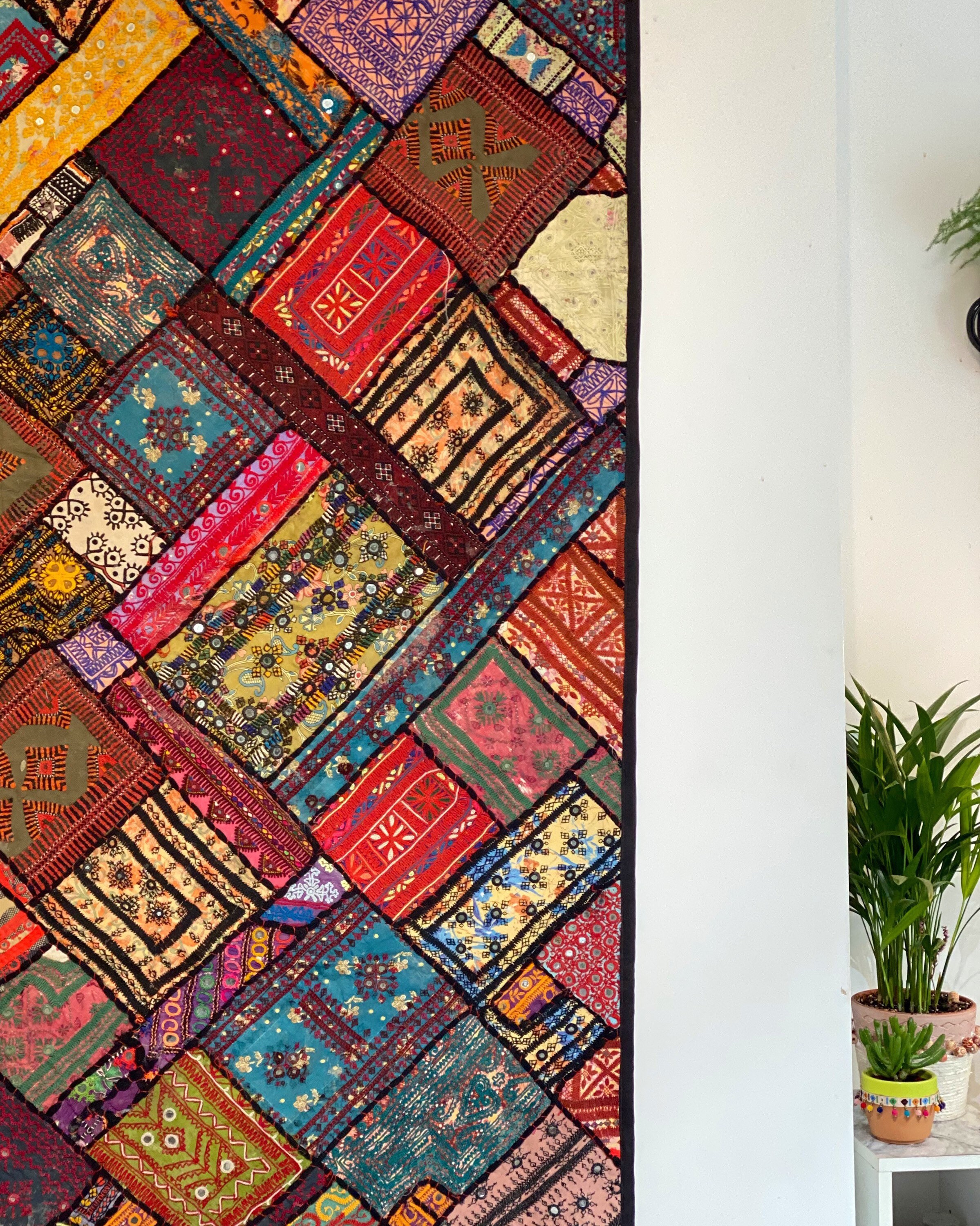 VINTAGE TAPESTRY Pakistani Indian Sindh Patchwork Design Applique Work