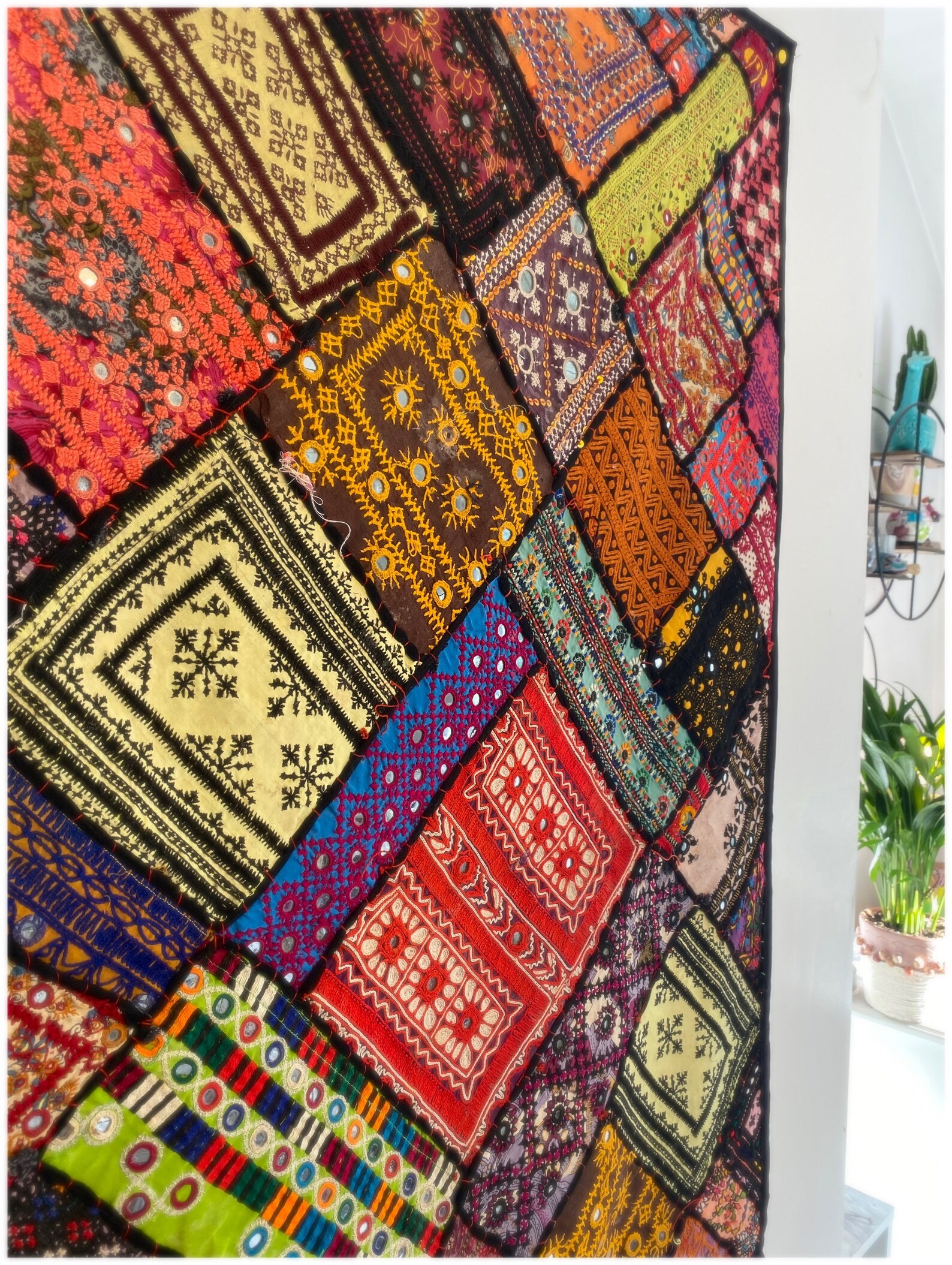 VINTAGE TAPESTRY Pakistani Indian Sindh Patchwork Design Applique Work