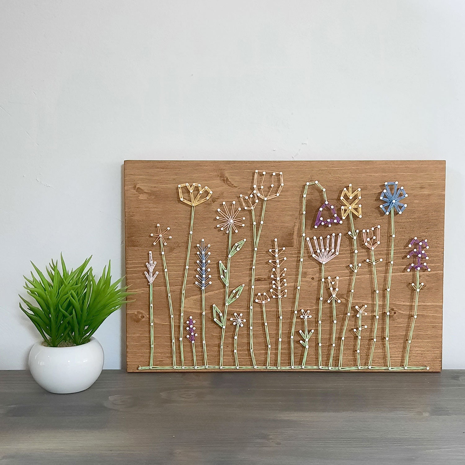 Pebaro Nagelbild Set 'Blume' - Fadenspannbild String Art 20x20cm Mit Allem Zubehör