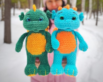 GEHAAKTE DRAAKPATROON, Amigurumi Pluche Dinosauruspatroon, Stuff babyhagedis Pluche gehaakt speelgoed