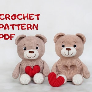 Bear in Love Pattern – Bear with heart Amigurumi Crochet Pattern PDF in English Fruit animals