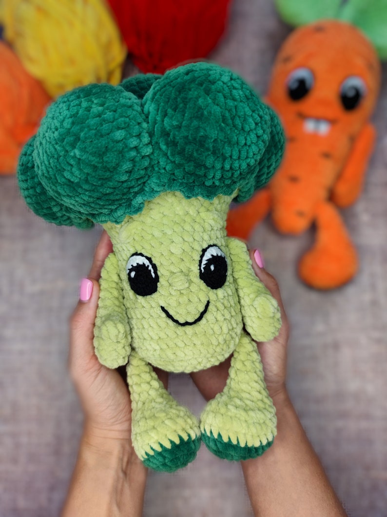 CROCHET BROCCOLI PATTERN, Amigurumi crochet cute vegetables with eyes pattern, Cute cauliflower, Plush crochet toy image 9