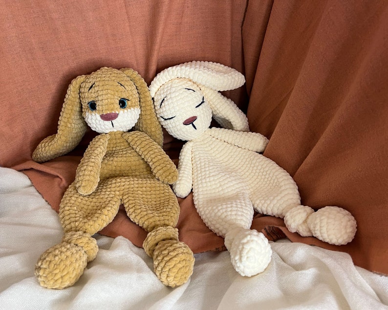 BUNNY Snuggler Plush Lovey Rabbit Security Blanket Toy Amigurumi Comforter Cuddle Toy PDF Easy Crochet Pattern Lovey toy patterns image 5