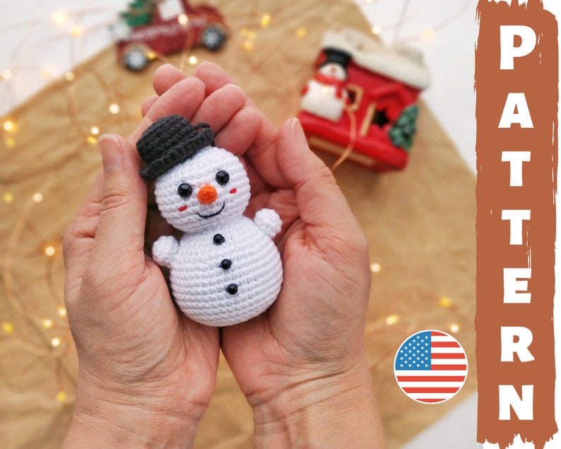 Snowman christmas ornament crochet pattern snowman amigurumi pattern PDF in English snowman crochet pattern, Baby toy patterns image 1