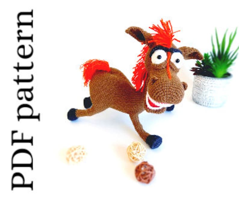PDF Crocheted Horse Pattern Funny Horse Crochet Toy Patterns Etsy
