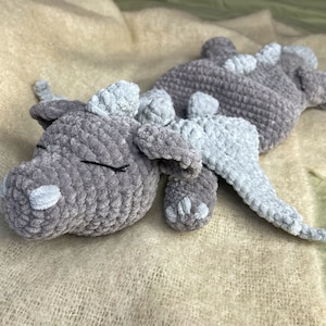 DRAGON Snuggler Plush Lovey Easy Crochet Pattern PDF Large Dinosaur Security Blanket Toy Amigurumi Comforter Toy Lovey toy patterns image 3