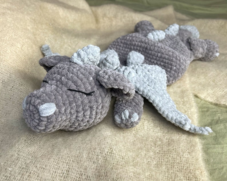 DRAGON Snuggler Plush Lovey Easy Crochet Pattern PDF Large Dinosaur Security Blanket Toy Amigurumi Comforter Toy Lovey toy patterns image 3