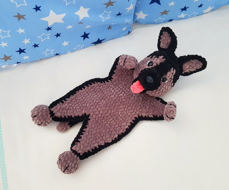 Lovey Crochet Pattern dog German Shepherd, Amigurumi comforter cuddle toy, baby security blanket, plush toy dog pattern Amigurumi patterns image 10