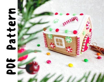 PDF Pattern gingerbread house, Pattern gift for Christmas, Crochet gingerbread house, Crochet toy patterns