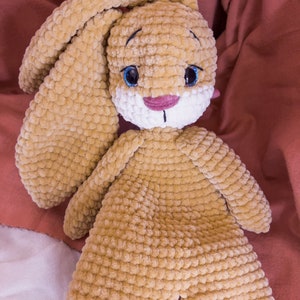 BUNNY Snuggler Plush Lovey Rabbit Security Blanket Toy Amigurumi Comforter Cuddle Toy PDF Easy Crochet Pattern Lovey toy patterns image 2