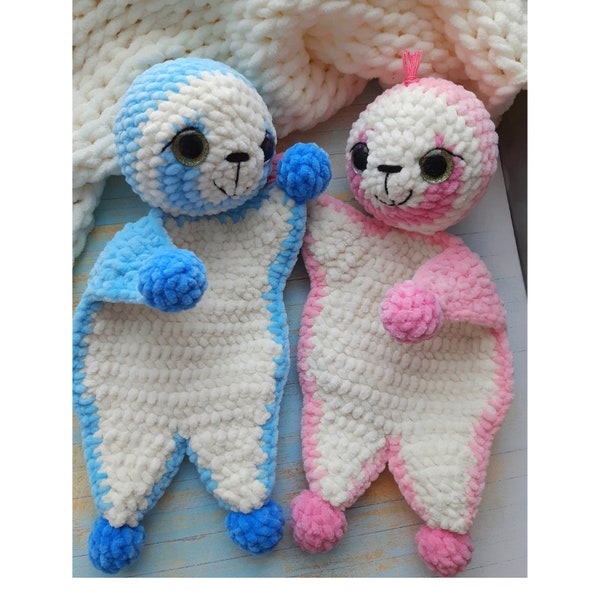 Sloth lovey crochet pattern,animal soft plush comforter PDF, amigurumi lovey, security blanket toy,  snuggler, Easy crochet toy pattern
