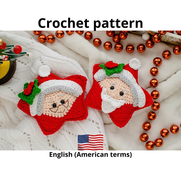 Christmas Stars Santa crochet pattern - Amigurumi patterns pdf tutorial - Winter Christmas - little toy- Crochet patterns toys