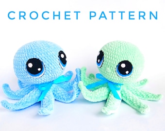 OCTOPUS CROCHET PATTERN, Amigurumi Sea creature pattern,  Plush Kraken, Sea animal toy, Crochet jellyfish Plush crochet toys