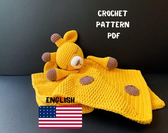 GIRAFFE Lovey Crochet Pattern | Security Blanket Toy | Amigurumi Comforter Cuddle Toy | PDF Easy Crochet Pattern | Lovey toy patterns