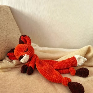 FOX Snuggler Plush Lovey The Woodland Fox Security Blanket Toy Forest Animal Amigurumi Comforter Cuddle Toy Lovey toy patterns image 8