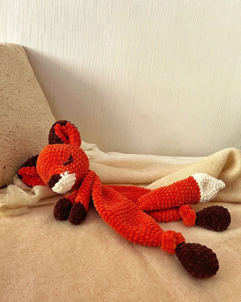 FOX Snuggler Plush Lovey The Woodland Fox Security Blanket Toy Forest Animal Amigurumi Comforter Cuddle Toy Lovey toy patterns image 8