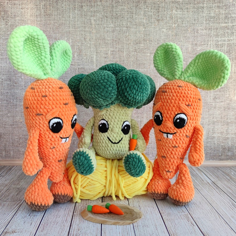 CROCHET BROCCOLI PATTERN, Amigurumi crochet cute vegetables with eyes pattern, Cute cauliflower, Plush crochet toy image 2