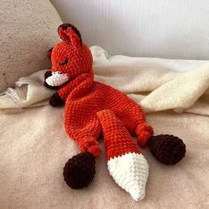 FOX Snuggler Plush Lovey The Woodland Fox Security Blanket Toy Forest Animal Amigurumi Comforter Cuddle Toy Lovey toy patterns image 4