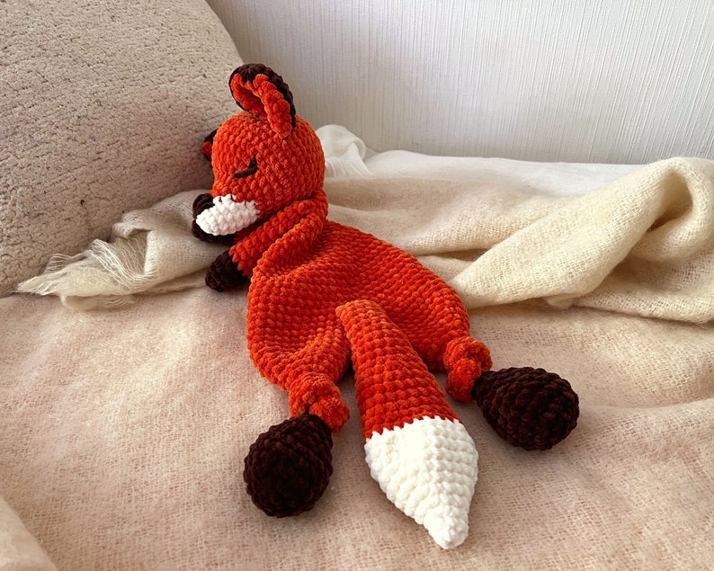 FOX Snuggler Plush Lovey The Woodland Fox Security Blanket Toy Forest Animal Amigurumi Comforter Cuddle Toy Lovey toy patterns image 4