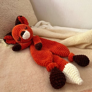 FOX Snuggler Plush Lovey The Woodland Fox Security Blanket Toy Forest Animal Amigurumi Comforter Cuddle Toy Lovey toy patterns image 5