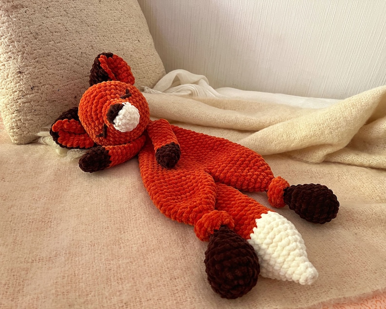 FOX Snuggler Plush Lovey The Woodland Fox Security Blanket Toy Forest Animal Amigurumi Comforter Cuddle Toy Lovey toy patterns image 5