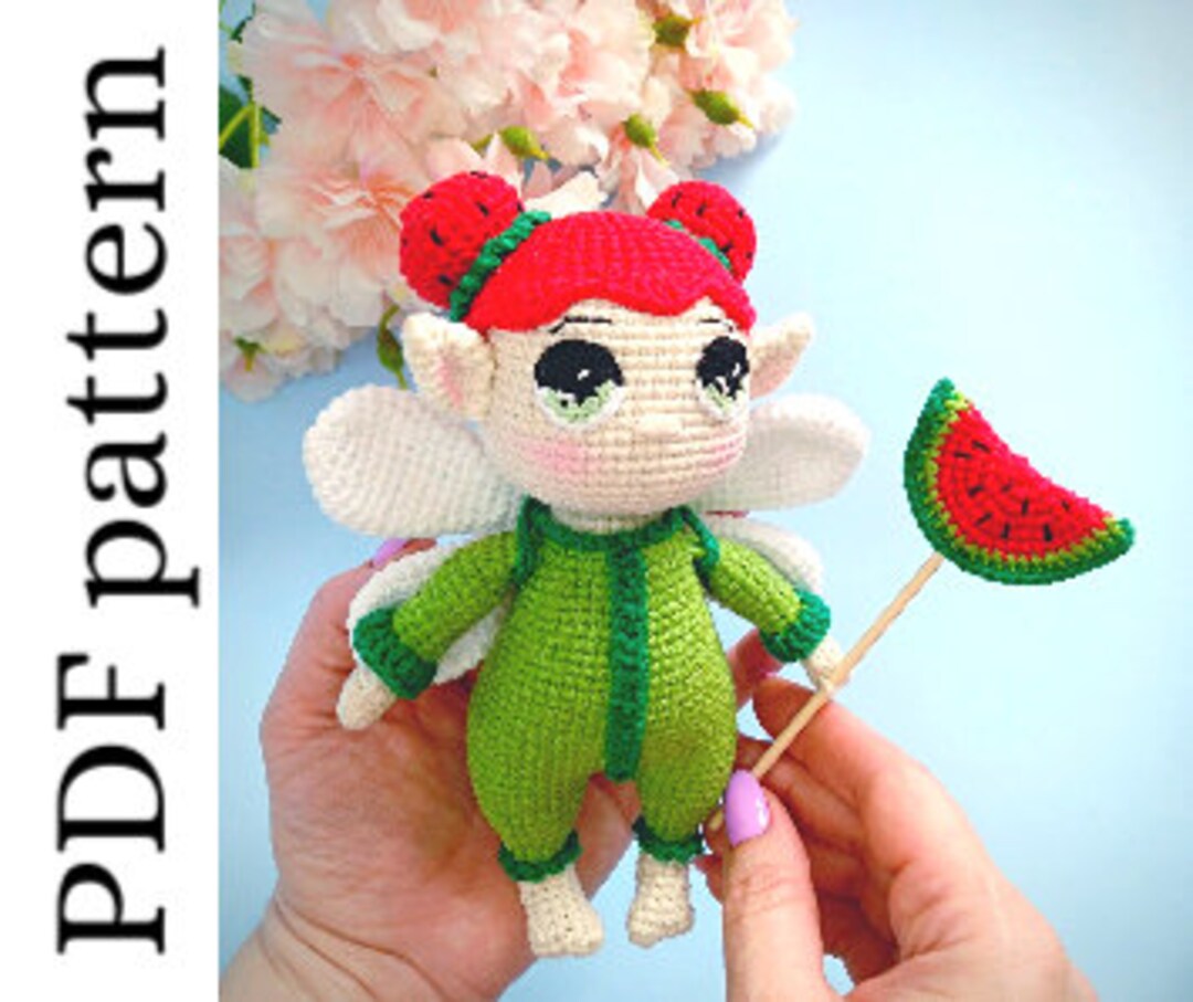 PDF Pattern Fairy Doll, Crochet Pattern Doll, WATERMELON FAIRY