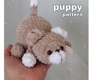 Crochet dog pattern, NO sew amigurumi dog plush, stuffed dog pattern, soft puppy PDF, crochet puppy toy Easy crochet toy pattern