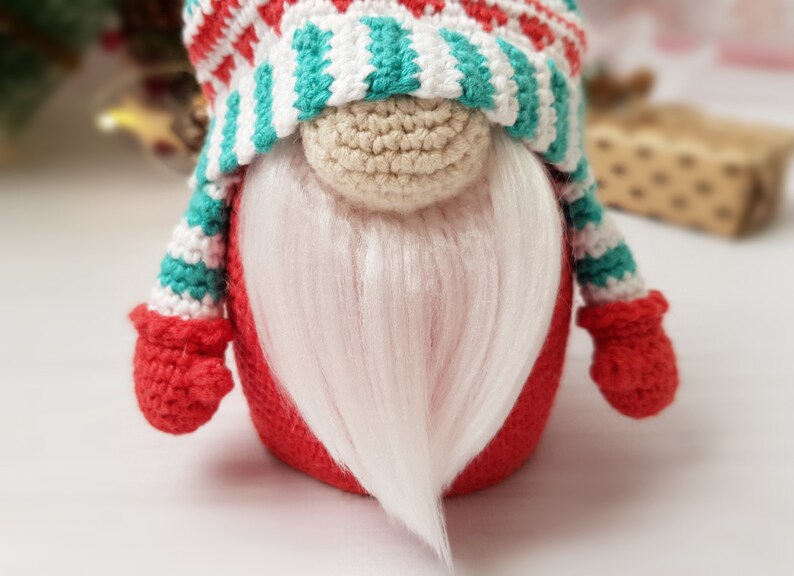 Jultomte-virkat mönster, Amigurumi-leksaksmönster, Jultomte-tomtemönster, Handledning för vinterlovstomtar, Amigurumi-mönster bild 9