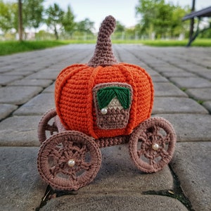 Pumpkin crochet pattern, halloween crochet pattern, Amigurumi pattern, crochet carriage Halloween home decor, Amigurumi patterns
