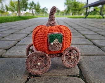 Modèle de citrouille au crochet, modèle de crochet d'halloween, modèle d'Amigurumi, décor de maison d'Halloween de calèche de crochet, modèles d'Amigurumi