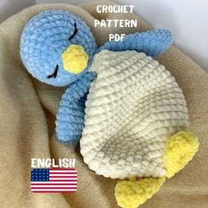 Patrón de crochet para muñeco de pingüino de peluche / Juguete de manta de seguridad / Juguete de abrazo de consolador amigurumi / Patrón de crochet fácil en PDF / Patrones de muñecos de peluche