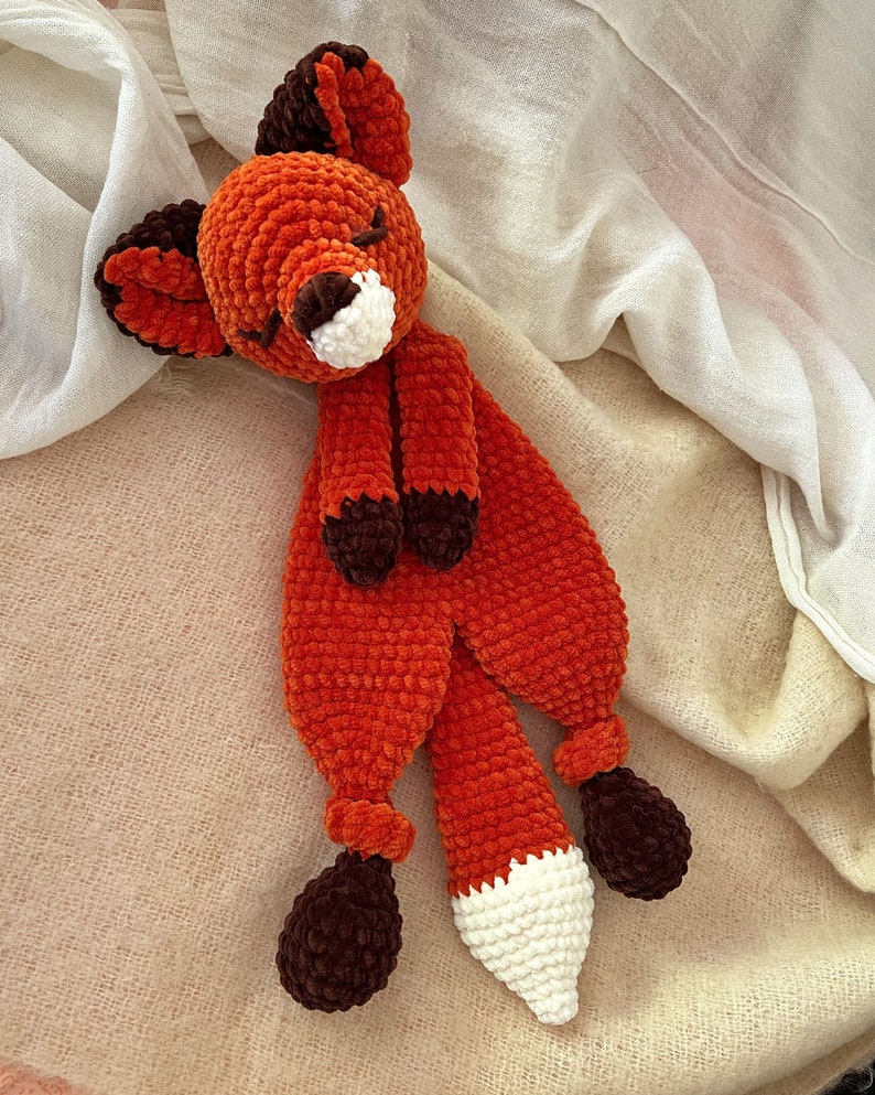 FOX Snuggler Plush Lovey The Woodland Fox Security Blanket Toy Forest Animal Amigurumi Comforter Cuddle Toy Lovey toy patterns image 10