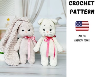 Crochet pattern bunny / Crochet PATTERN plush toy / Amigurumi stuff toys tutorial / Amigurumi pattern rabbit / Crochet animals patterns