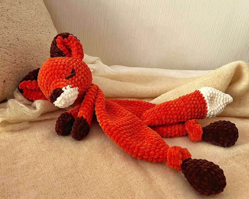 FOX Snuggler Plush Lovey The Woodland Fox Security Blanket Toy Forest Animal Amigurumi Comforter Cuddle Toy Lovey toy patterns image 2