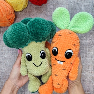 CROCHET BROCCOLI PATTERN, Amigurumi crochet cute vegetables with eyes pattern, Cute cauliflower, Plush crochet toy image 8