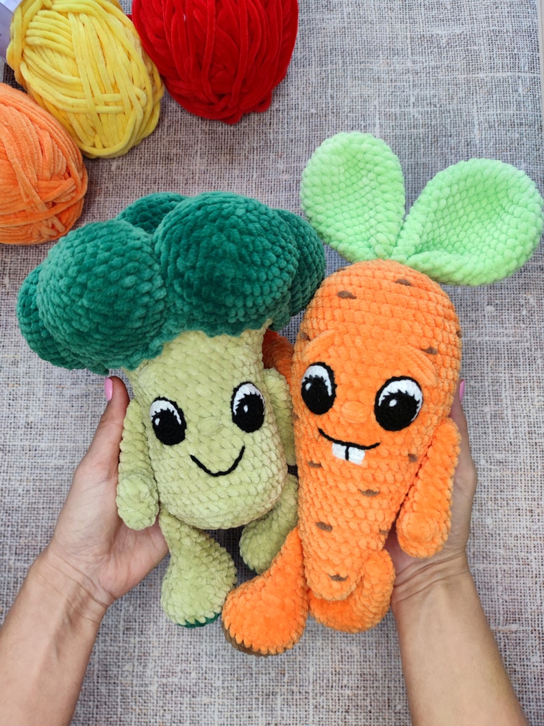 CROCHET BROCCOLI PATTERN, Amigurumi crochet cute vegetables with eyes pattern, Cute cauliflower, Plush crochet toy image 8