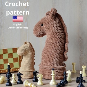 No Sew Chess piece KNIGHT Crochet Pattern, Amigurumi Chess piece KNIGHT, Easy DIY Handmade Gift Idea for a board game, Crochet patterns toys