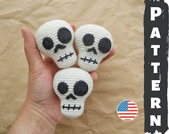 Crochet keychain pattern PDF in English , skull keychain amigurumi pattern , human skull halloween crochet pattern, Baby toy patterns