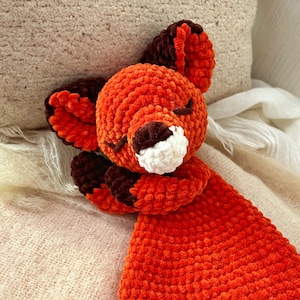 FOX Snuggler Plush Lovey The Woodland Fox Security Blanket Toy Forest Animal Amigurumi Comforter Cuddle Toy Lovey toy patterns image 3